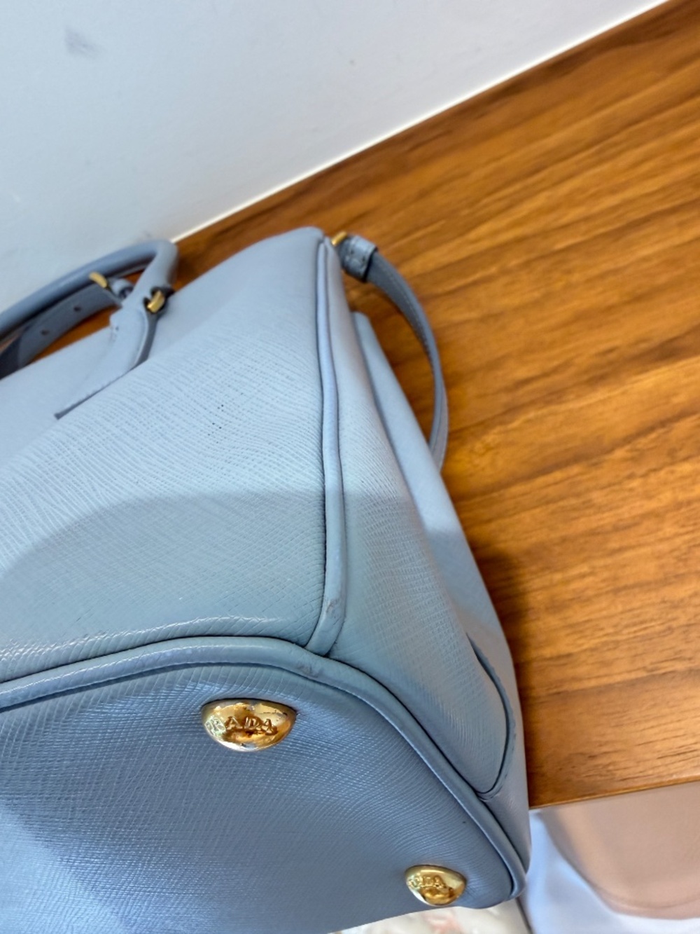 Prada Saffiano Small Galleria Double Zip Tote in Blue - Picture 12 of 15